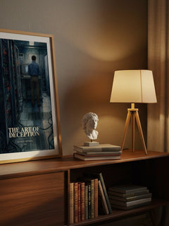 The Art of Deception watercolour print on bookshelf – Kevin D. Mitnick fan gift
