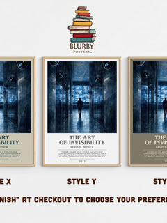 The Art of Invisibility bookish print in frame leaning in hallway – non fiction wall art