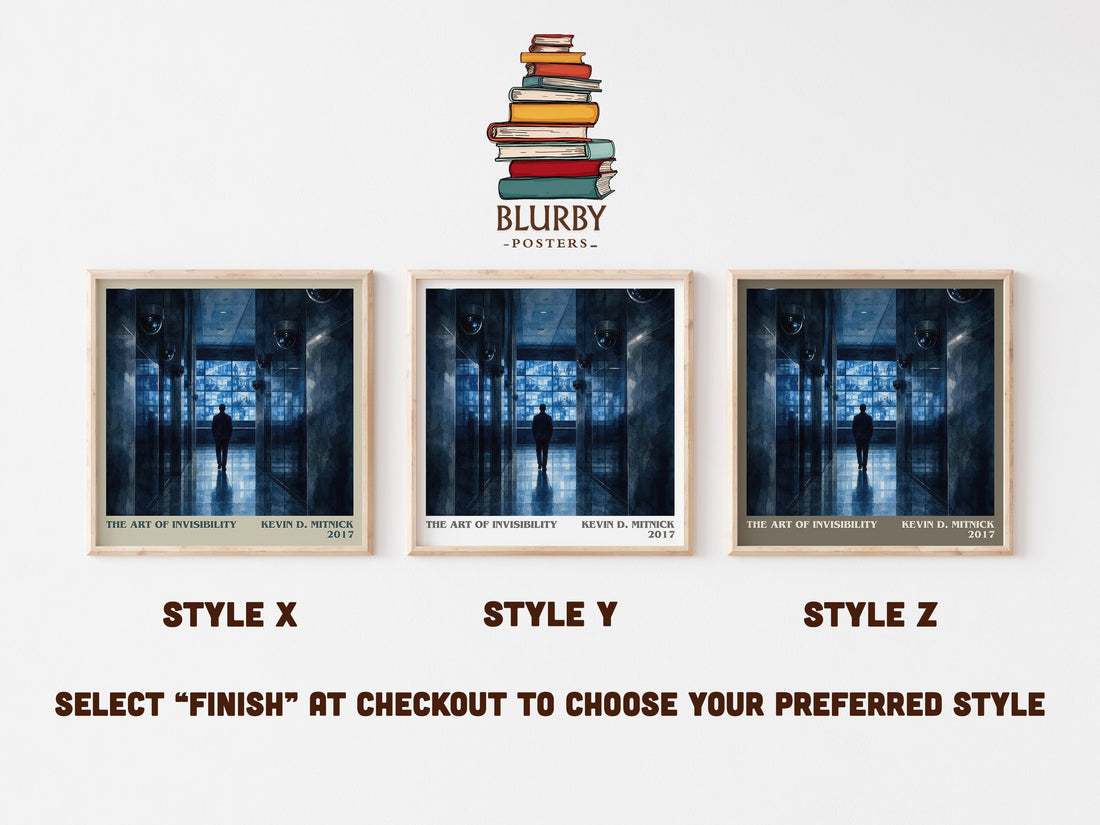 The Art of Invisibility literary print in frame leaning in hallway – non fiction wall art (mockup)