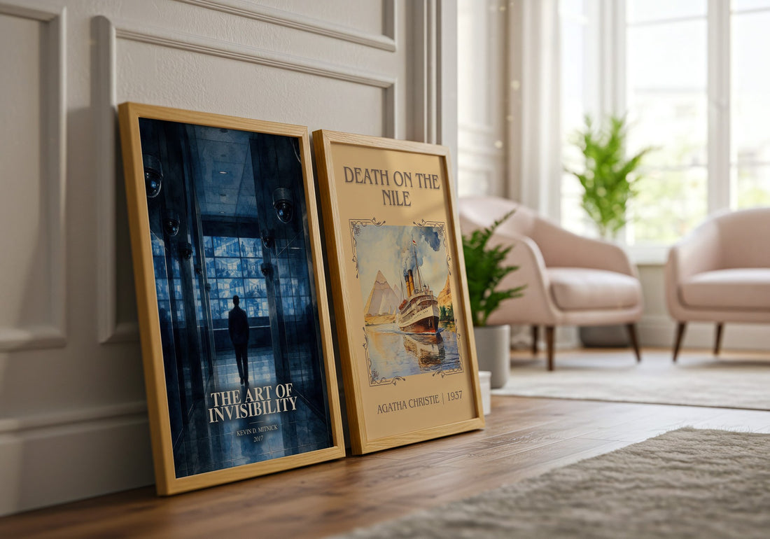 The Art of Invisibility watercolour print framed by window – literary home decor