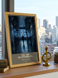 The Art of Invisibility book cover print framed by window – literary home decor
