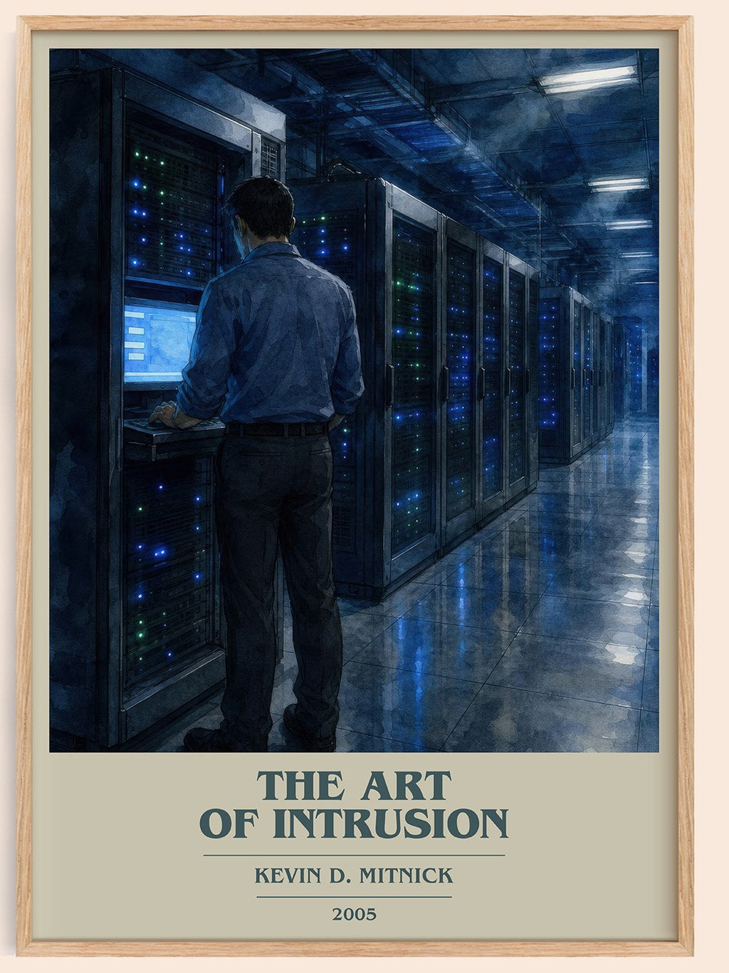 The Art of Intrusion book cover book poster by Kevin D. Mitnick – framed literary art print