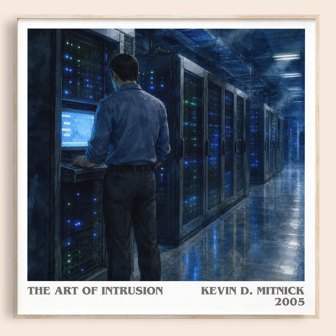 The Art of Intrusion literary book poster by Kevin D. Mitnick – framed literary art print