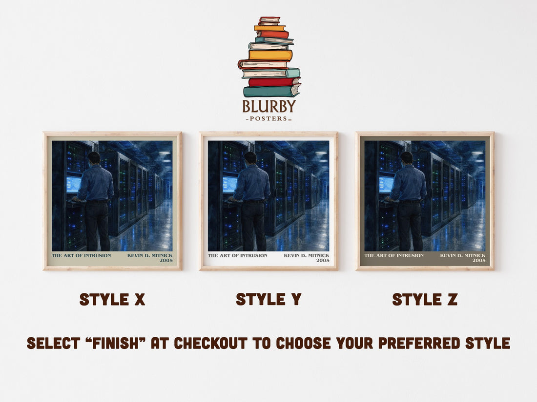 The Art of Intrusion literary print in frame leaning in hallway – non fiction wall art (mockup)