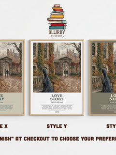 Love Story bookish print in frame leaning in hallway – romance wall art