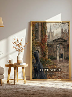Love Story watercolour print in frame leaning in hallway – romance wall art