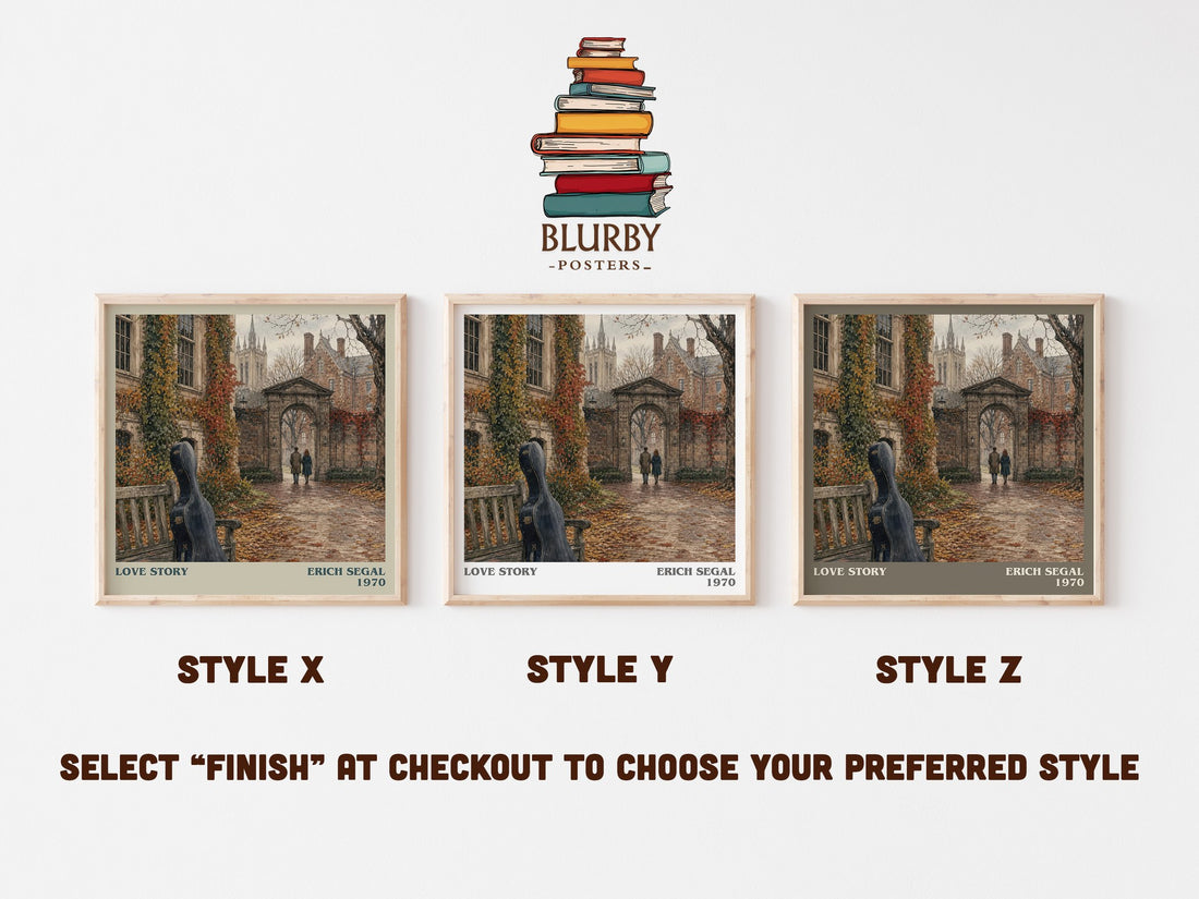 Love Story literary print in frame leaning in hallway – romance wall art (mockup)