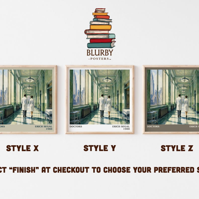 Doctors literary print in frame leaning in hallway – contemporary fiction wall art