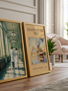Doctors watercolour print framed by window – literary home decor