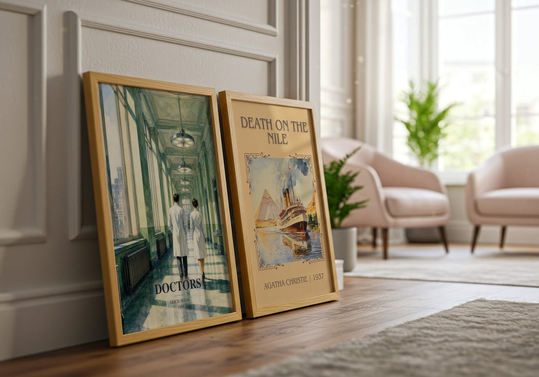 Doctors watercolour print framed by window – literary home decor