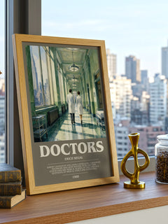 Doctors bookish print framed by window – literary home decor
