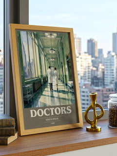 Doctors book cover print framed by window – literary home decor