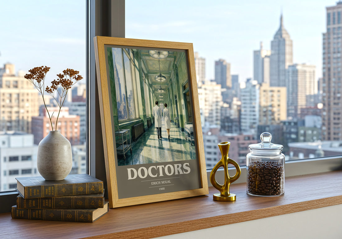 Doctors book cover print framed by window – literary home decor