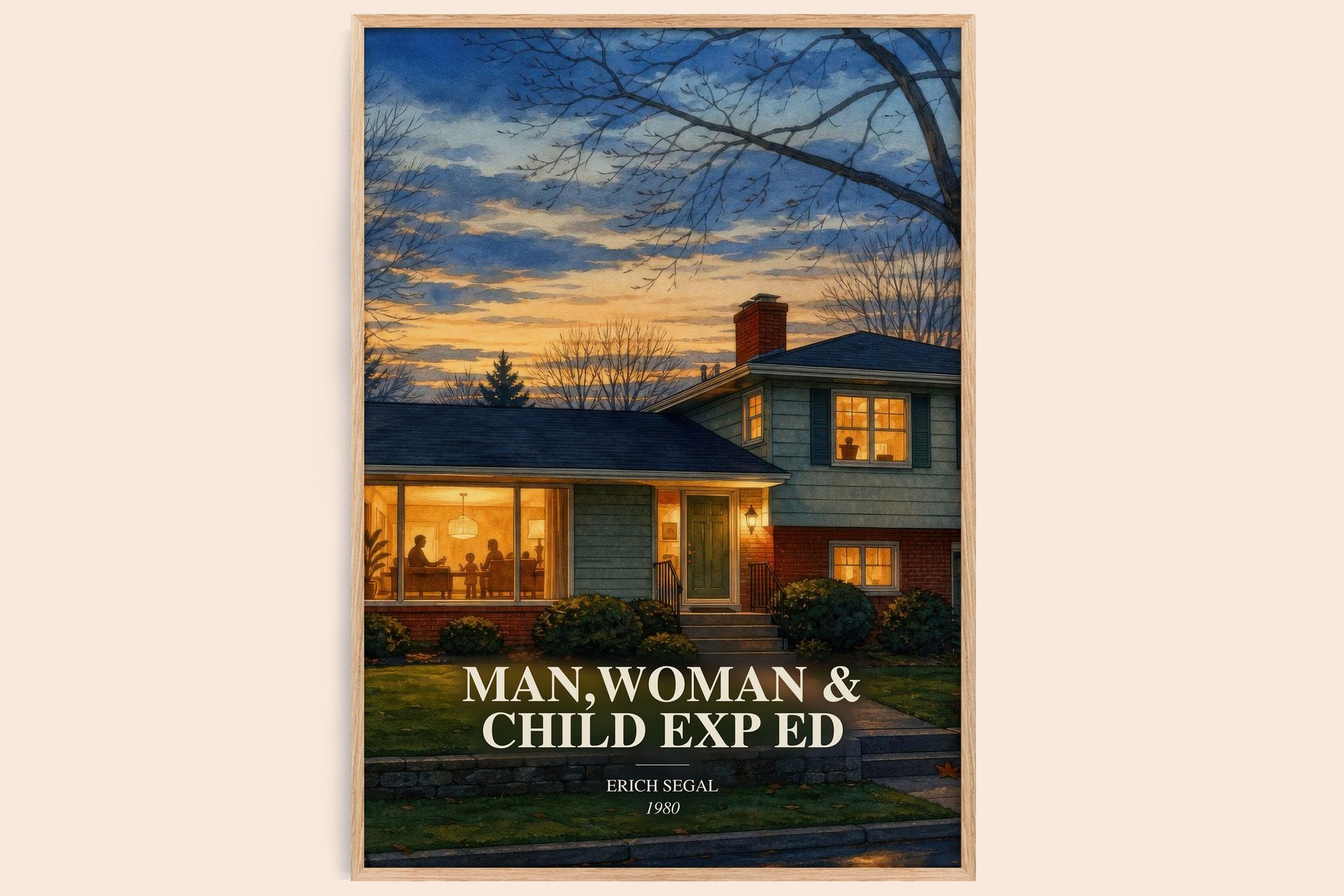 Man,woman & Child Exp Ed Book Watercolour Illustration by Erich Segal