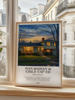 Man,woman & Child Exp Ed bookish poster colour and style options – Erich Segal book art