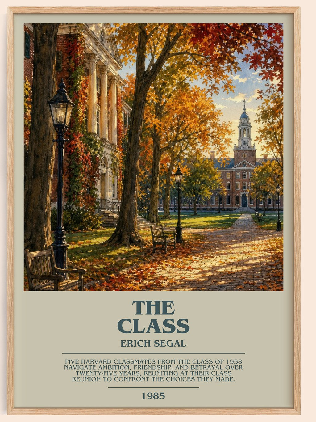 The class bookish book poster by Erich Segal – framed literary art print