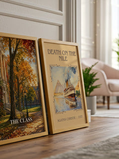 The class watercolour print framed by window – literary home decor