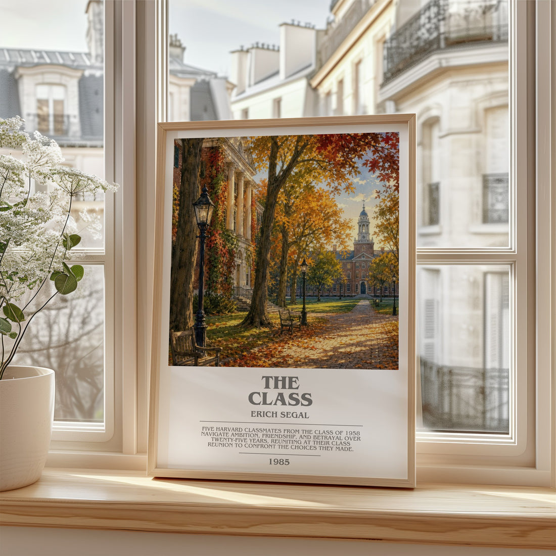The class Bookish Wall Art by Erich Segal – framed print by a bright window