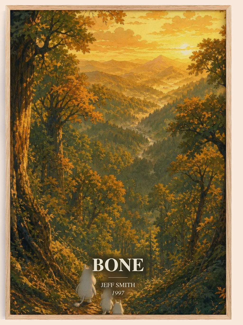 Bone watercolour book poster by Jeff Smith – framed literary art print