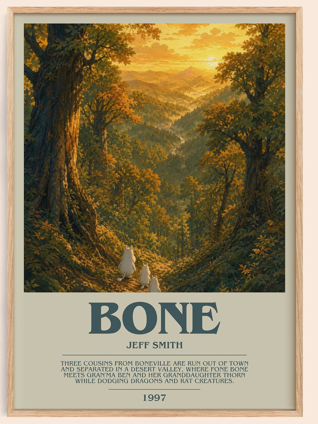 Bone bookish book poster by Jeff Smith – framed literary art print