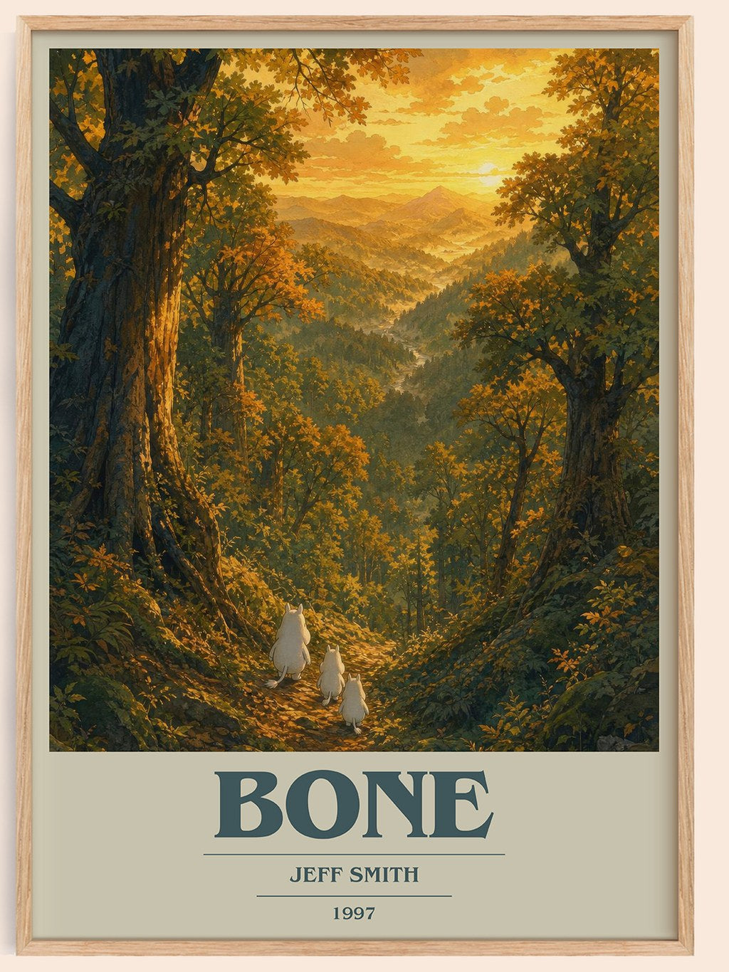 Bone book cover book poster by Jeff Smith – framed literary art print