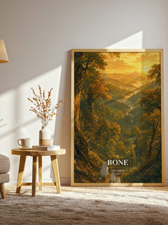 Bone watercolour print in frame leaning in hallway – fantasy wall art
