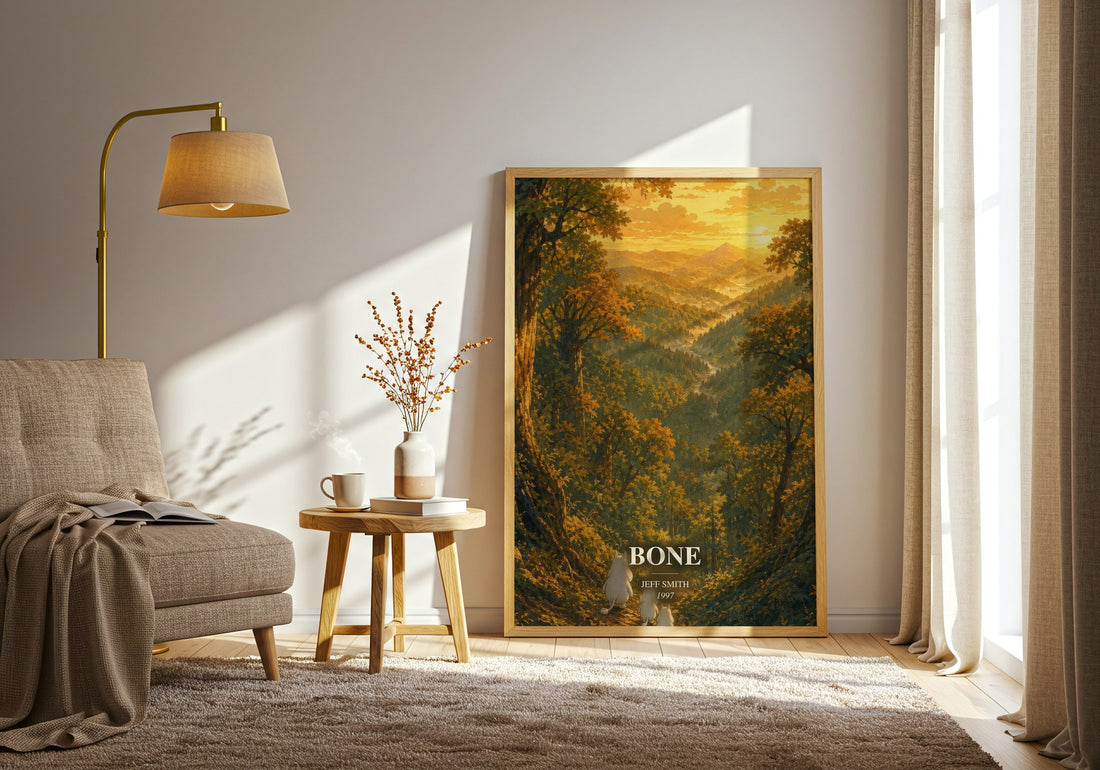 Bone watercolour print in frame leaning in hallway – fantasy wall art