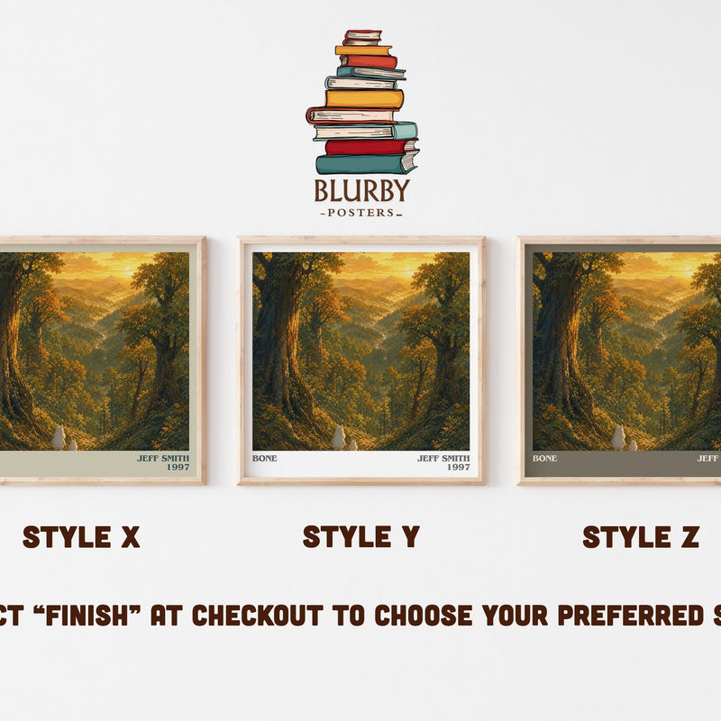 Bone literary print in frame leaning in hallway – fantasy wall art
