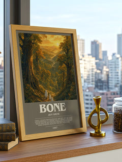 Bone bookish print framed by window – literary home decor