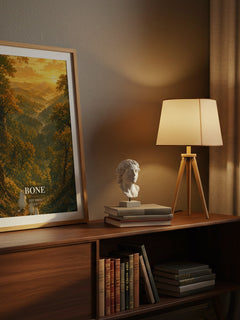 Bone watercolour print on bookshelf – Jeff Smith fan gift