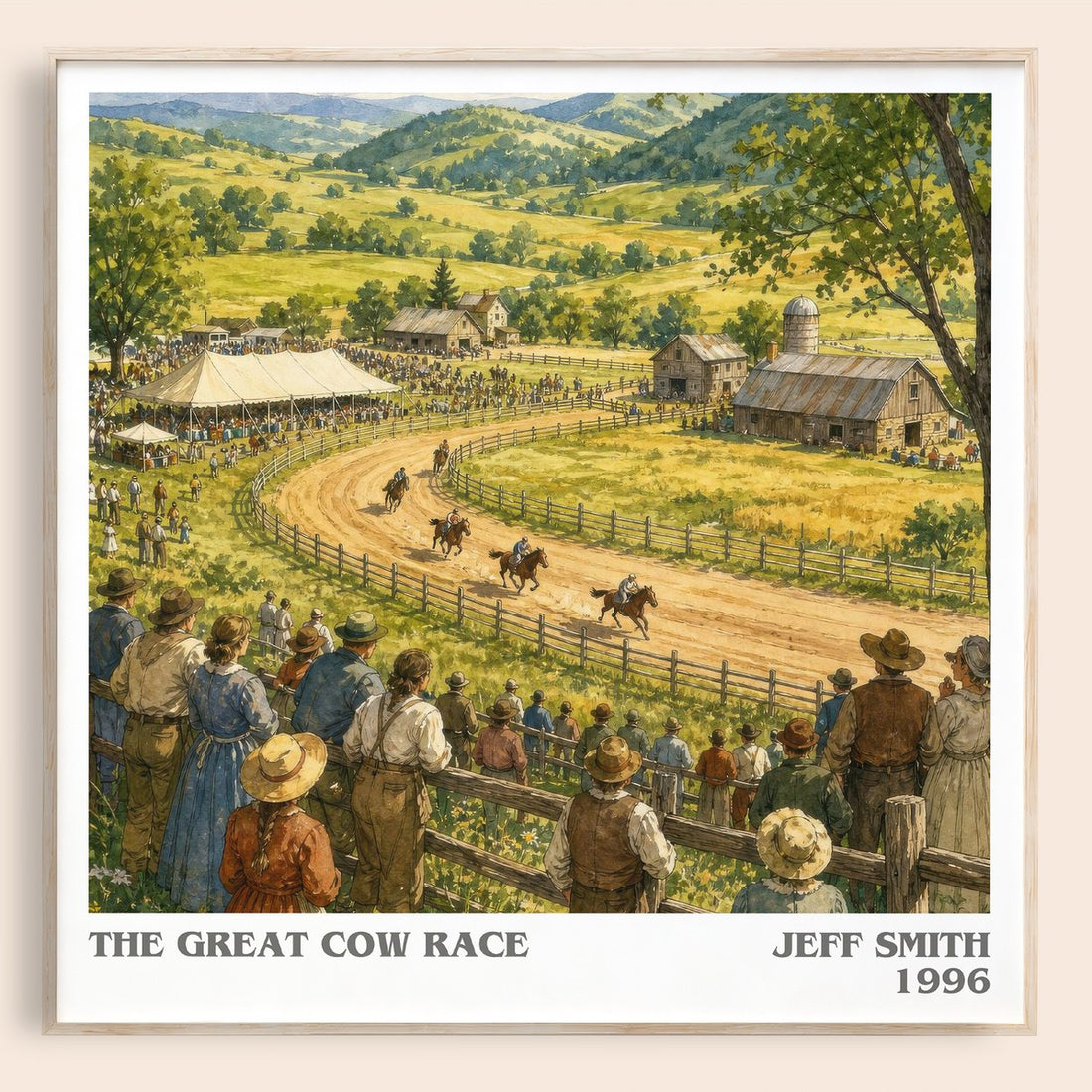The Great Cow Race literary book poster by Jeff Smith – framed literary art print