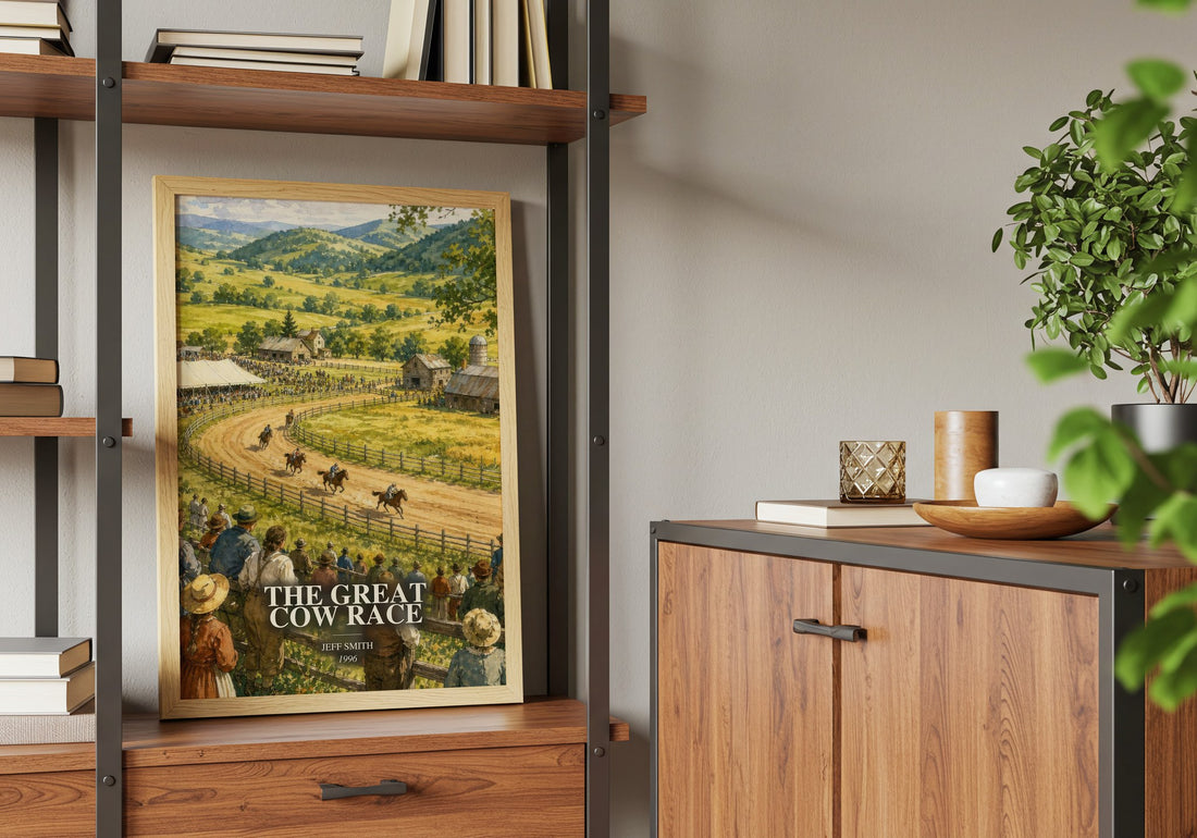 The Great Cow Race book watercolour illustration paper finish options – matte satin gloss