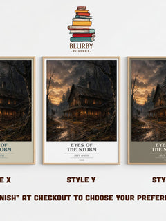 Eyes of the Storm book cover print in frame leaning in hallway – fantasy wall art