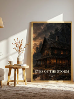 Eyes of the Storm watercolour print in frame leaning in hallway – fantasy wall art