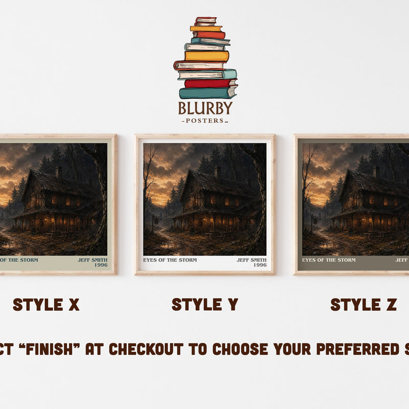 Eyes of the Storm literary print in frame leaning in hallway – fantasy wall art