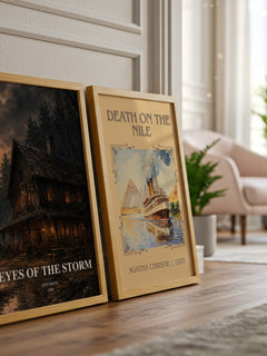 Eyes of the Storm watercolour print framed by window – literary home decor