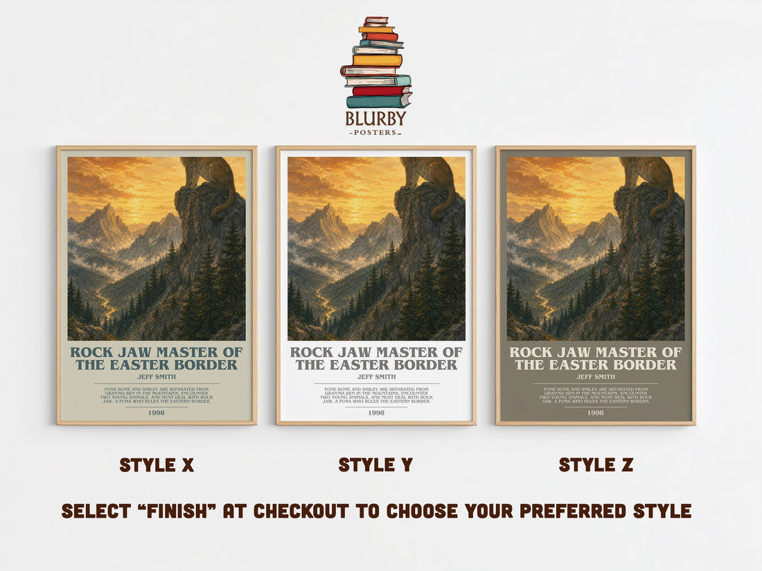 Rock Jaw Master of the Easter Border bookish print in frame leaning in hallway – fantasy wall art (mockup)