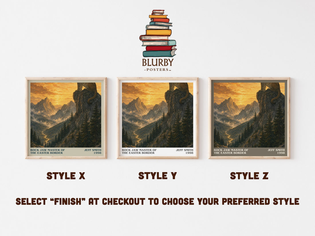 Rock Jaw Master of the Easter Border literary print in frame leaning in hallway – fantasy wall art (mockup)