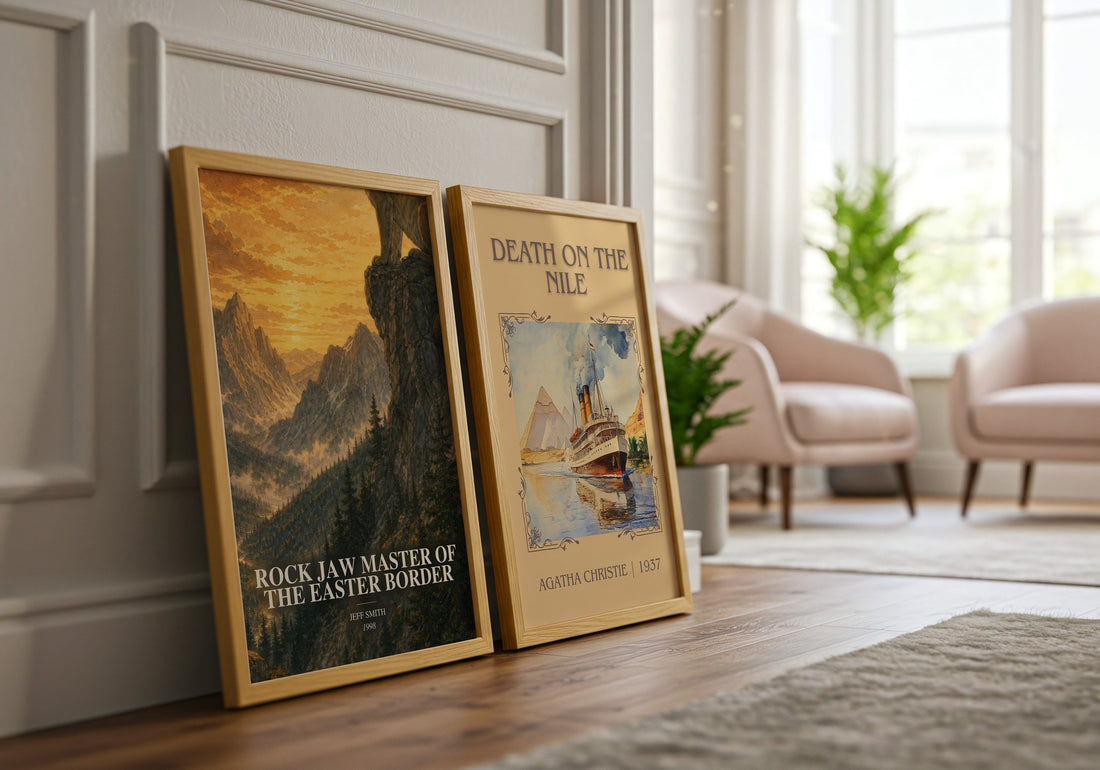Rock Jaw Master of the Easter Border watercolour print framed by window – literary home decor