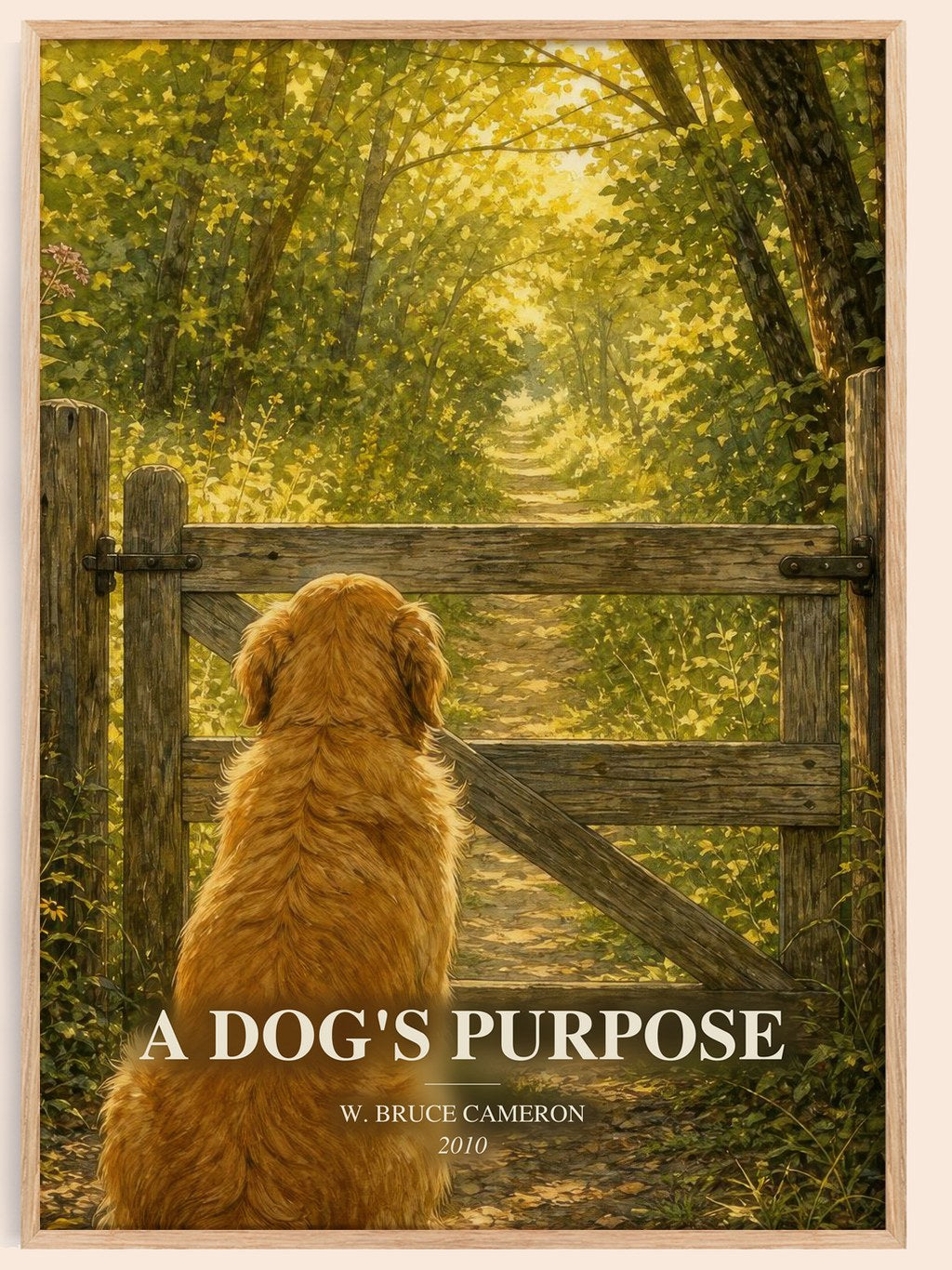 A Dog's Purpose watercolour book poster by W. Bruce Cameron – framed literary art print