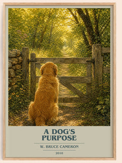 A Dog's Purpose book cover book poster by W. Bruce Cameron – framed literary art print