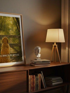 A Dog's Purpose watercolour print on bookshelf – W. Bruce Cameron fan gift