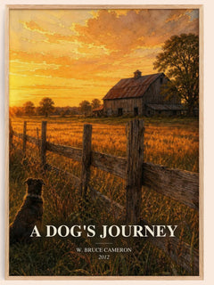 A dog's journey watercolour book poster by W. Bruce Cameron – framed literary art print