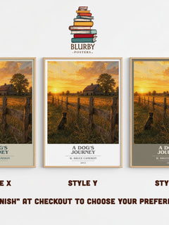 A dog's journey book cover print in frame leaning in hallway – contemporary fiction wall art