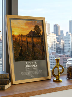 A dog's journey bookish print framed by window – literary home decor