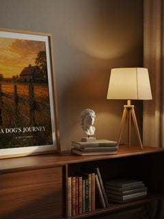 A dog's journey watercolour print on bookshelf – W. Bruce Cameron fan gift