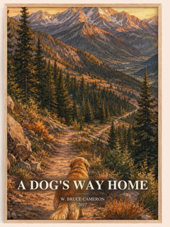 A Dog's Way Home watercolour book poster by W. Bruce Cameron – framed literary art print