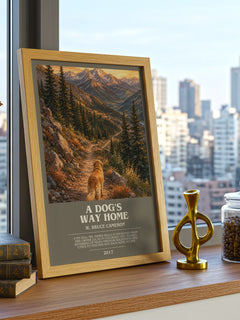A Dog's Way Home bookish print framed by window – literary home decor