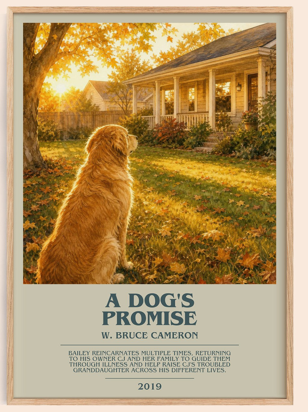 A Dog's Promise bookish book poster by W. Bruce Cameron – framed literary art print