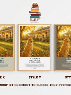 A Dog's Promise bookish print in frame leaning in hallway – contemporary fiction wall art